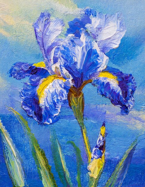 Iris flower abstract art painting
