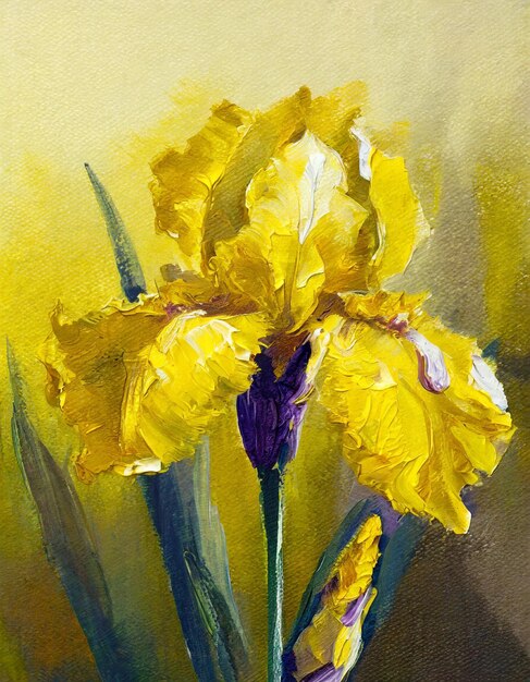 Iris flower abstract art painting