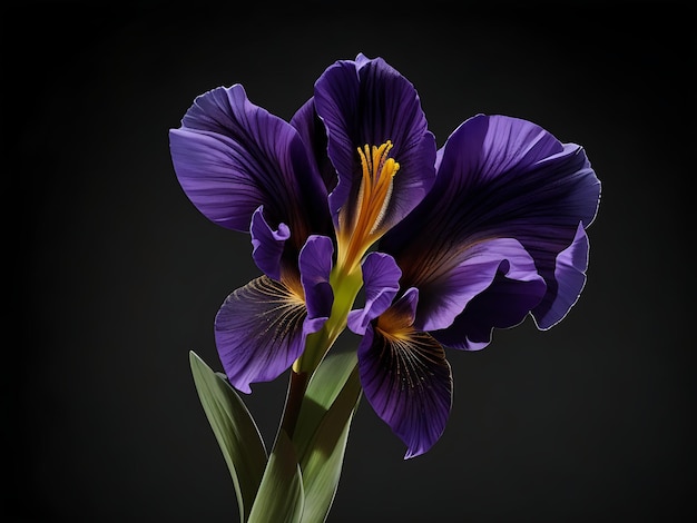 Iris flower on black background AI Generated