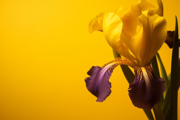 Цветок ириса на желтом фоне