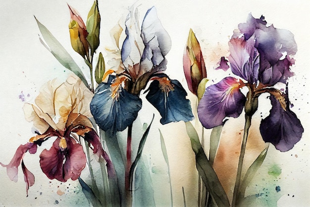 Irises Watercolor