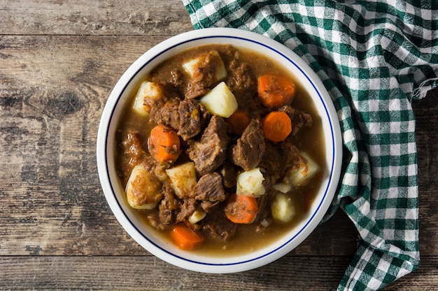 Irish beef stew with carrots and potatoes