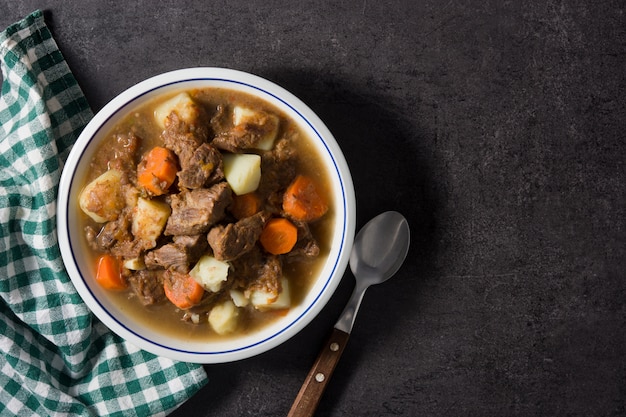 Irish beef stew with carrots and potatoes