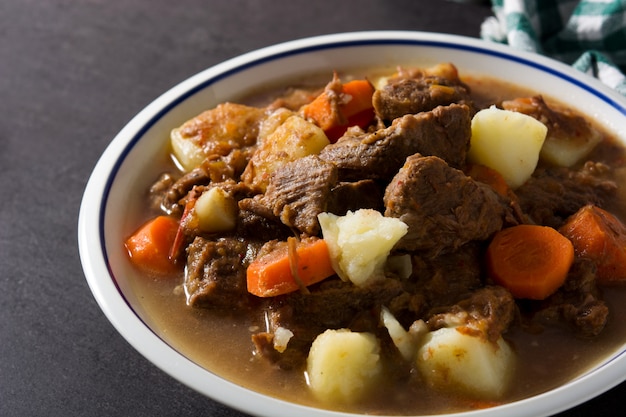 Irish beef stew with carrots and potatoes