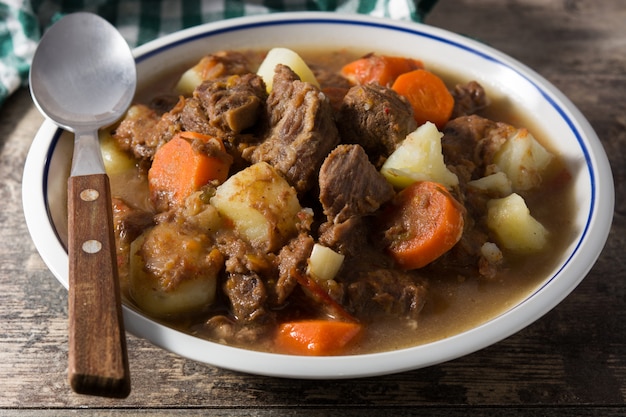 Irish beef stew with carrots and potatoes