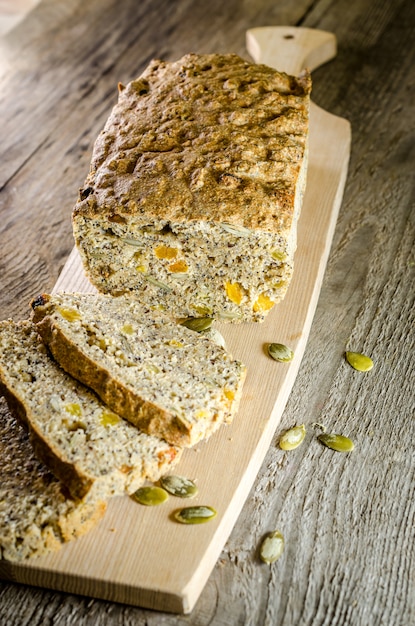 Irish bread with grains and raisins