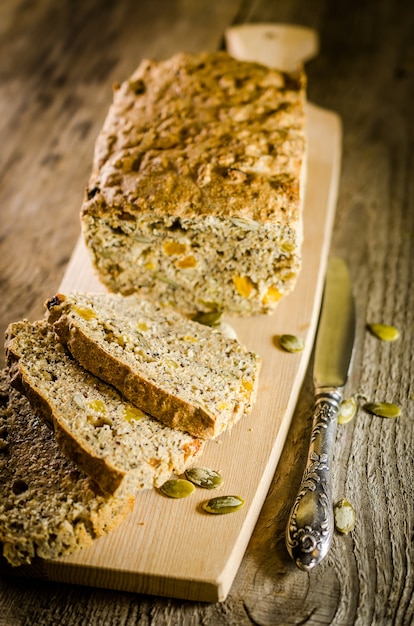 Irish bread with grains and raisins