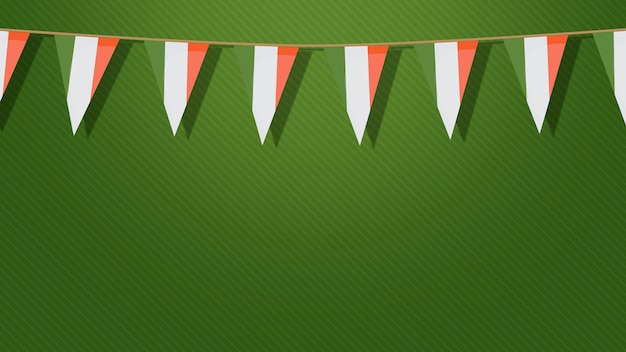 Photo irish flags on green background, saint patrick day holiday. luxury and elegant style 3d illustration for holiday