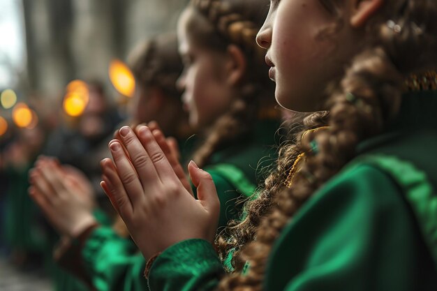 Foto ballerini tradizionali dell'eredità irlandese all'evento del giorno di san patrizio