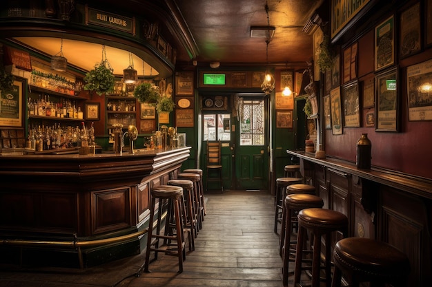 Irish pub wood interior Generate Ai