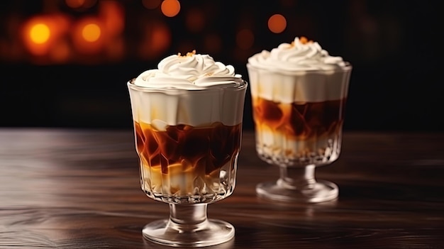 Irishcoffeepatterns with whiskey and whipped cream High quality illustration