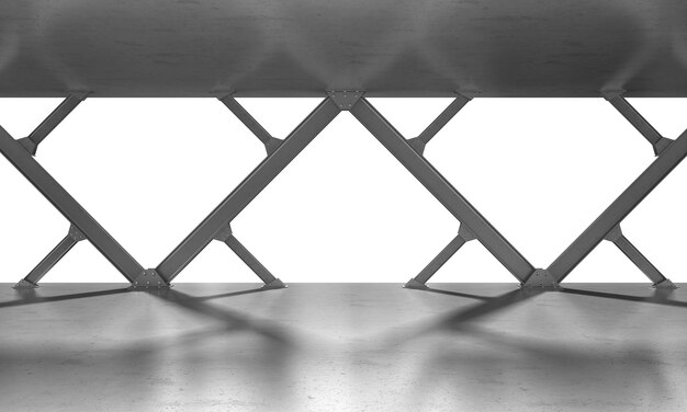 Iron beams 3D rendering monochrome