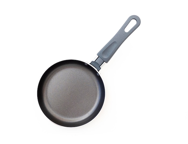 Iron blank pan or frying pan isolated on white top view