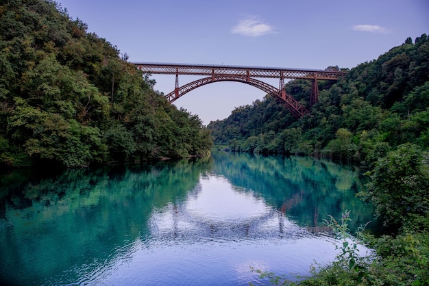 Iron bridge on the river adda