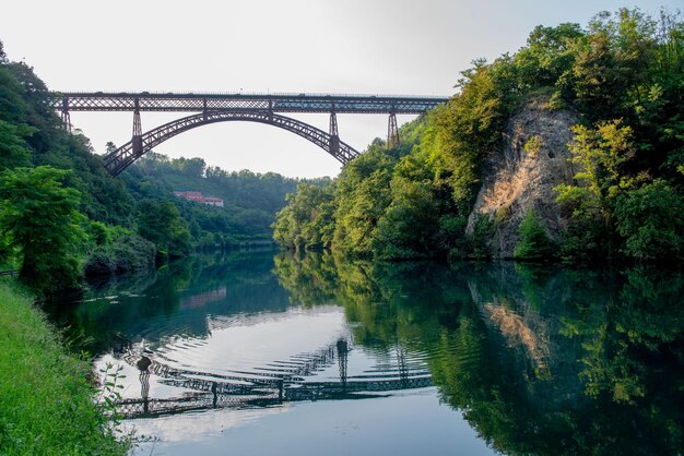 Iron bridge on the river adda