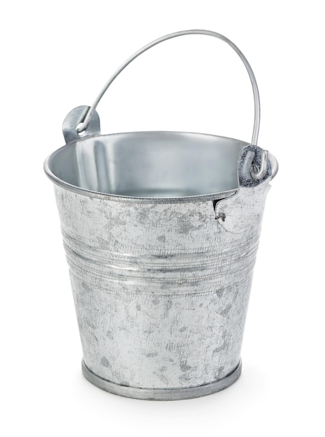 Iron bucket closeup isolated on a white background