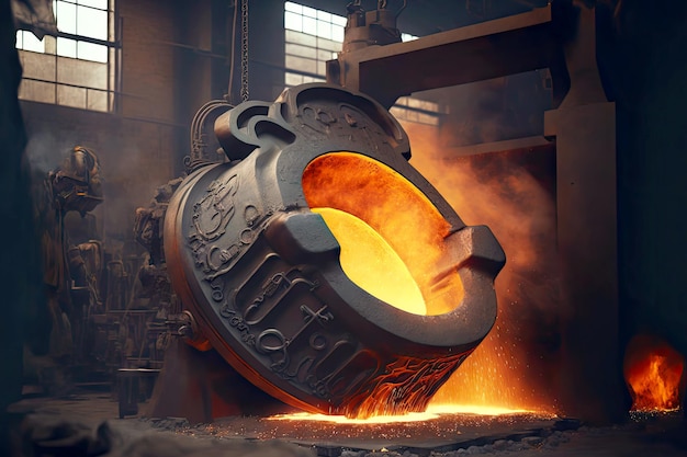 冶金鋳造工場の重工業での大きな取鍋コンテナでの鉄の鋳造
