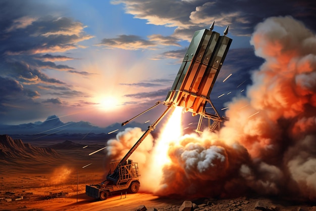 Iron Dome system in the night sky during Israeli military operations generative AI