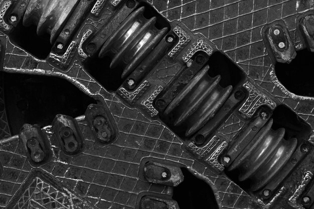 Iron engine gear wheels as industrial background