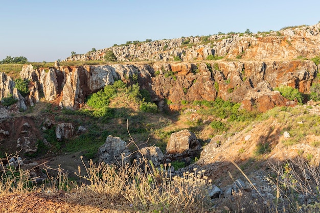 The Iron Hill Cerro del Hierro eroded landscape of some old abandoned mines in the Sierra Norte of Seville Natural Park Andalusia Spain