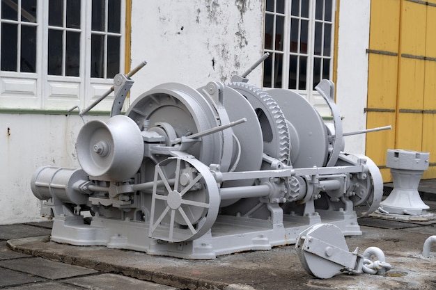 Iron industrial winch wheel detail