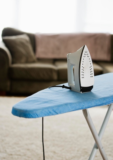 Iron on an ironing board