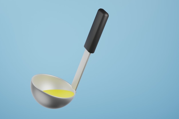 Photo iron kitchen soup ladle 3d render