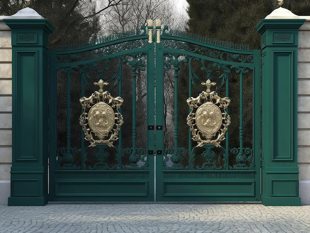 Premium Photo | Iron main gate of a house created with generative ai
