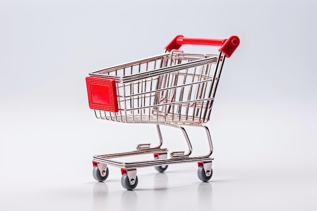 Фото Железная корзина для покупок в качестве символа концепции технологии онлайн-покупок