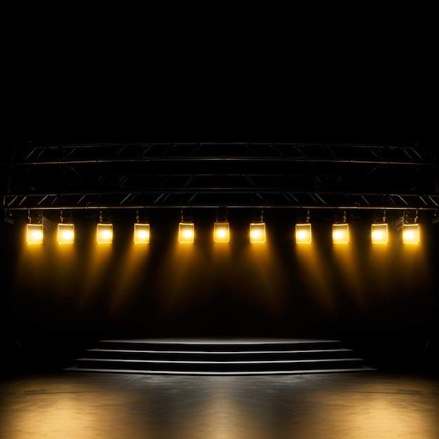 Photo iron structure with yellow spotlight