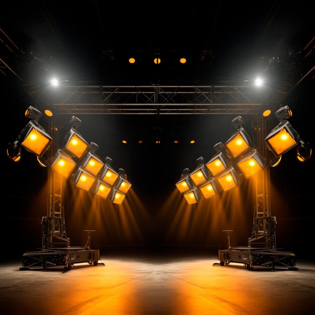 Photo iron structure with yellow spotlight