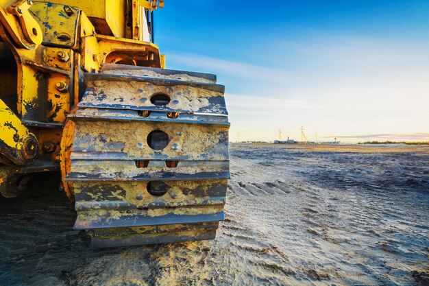 Iron track of large tractor for driving on sand and mud.