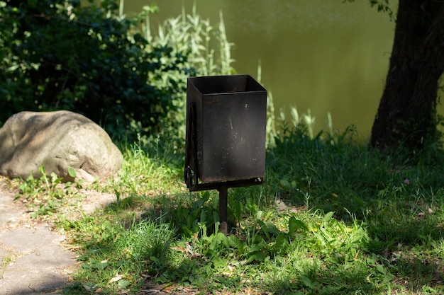 Iron trash can in the park