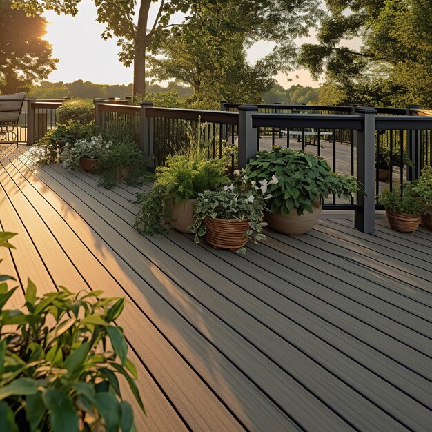 Photo iron wood decking flooring