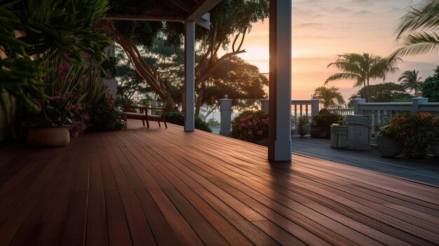 Photo iron wood decking flooring