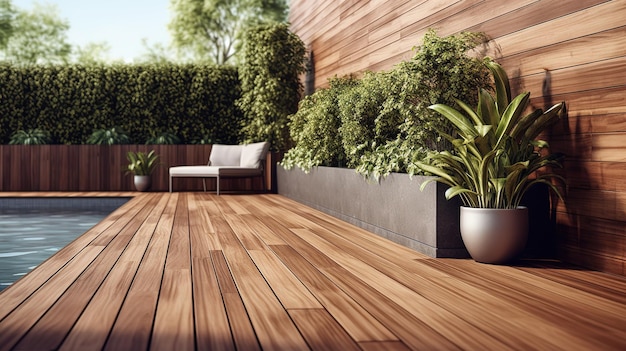 Photo iron wood decking flooring