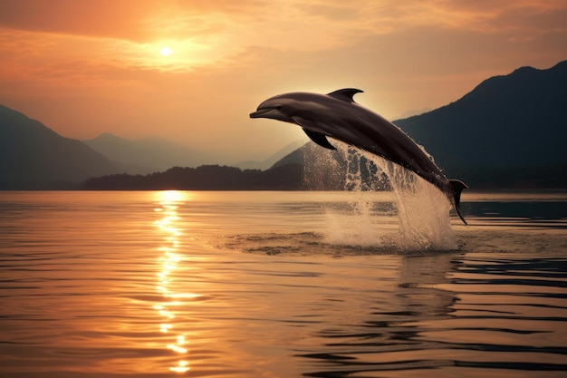 An Irrawaddy dolphin leaps from the warm waters of the Andaman Sea