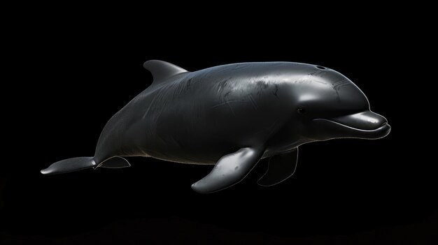 Photo irrawaddy dolphin in the solid black background