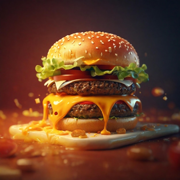 Irresistible 4K wallpaper featuring a 3D representation of a Zinger Cheese Burger