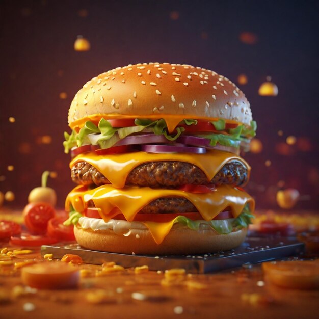 Irresistible 4K wallpaper featuring a 3D representation of a Zinger Cheese Burger