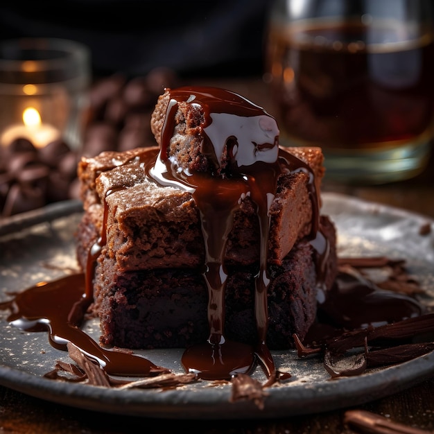 写真 魅力的なチョコレートブラウニー至福