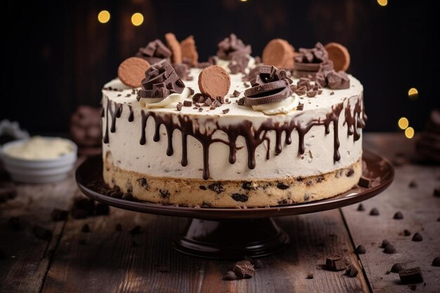 Irresistible cookie dough cake with cookie crumble topping