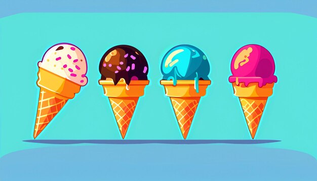 Irresistible delight free vector ice cream cone cartoon icon illustration sweet food concept in flat