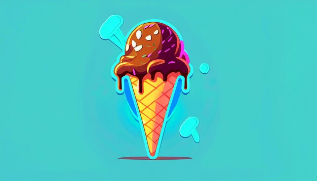 Irresistible Delight Free Vector Ice Cream Cone Cartoon Icon Illustration Sweet Food Concept in Flat