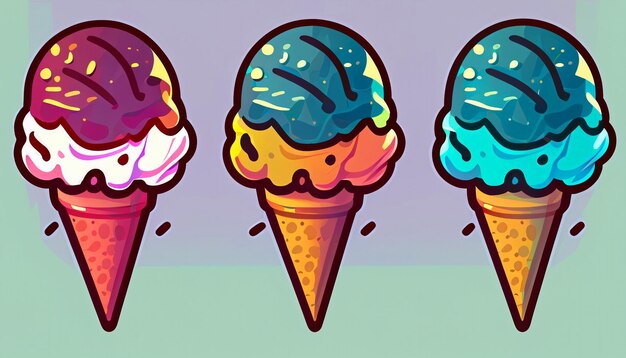 Irresistible Delight Free Vector Ice Cream Cone Cartoon Icon Illustration Sweet Food Concept in Flat