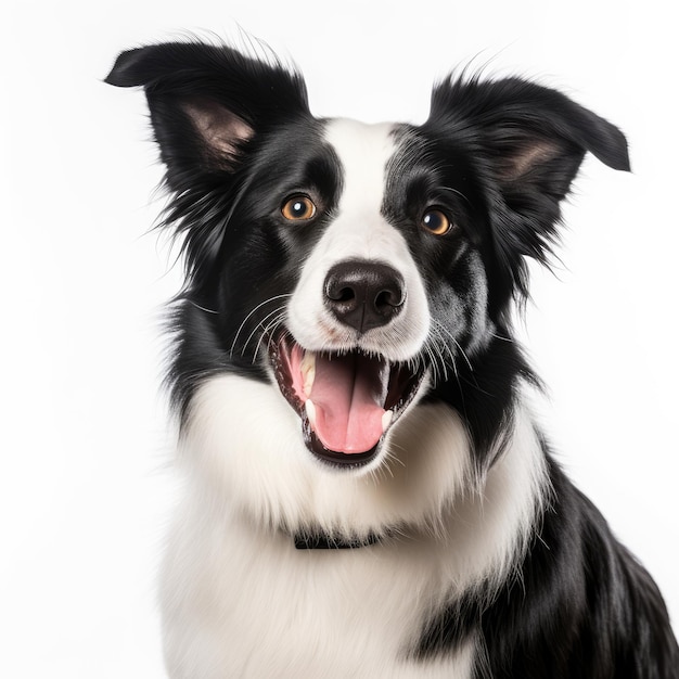 Irresistible happy Border Collie Happiness Endearing Pose Isolated on White Background