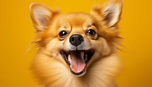 Irresistibly cute studio portrait of an adorable dog on an isolated solid color background