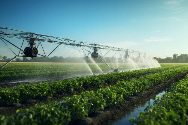 Photo irrigation system and crop sprinklers in the concept of efficient water management and irrigation practices