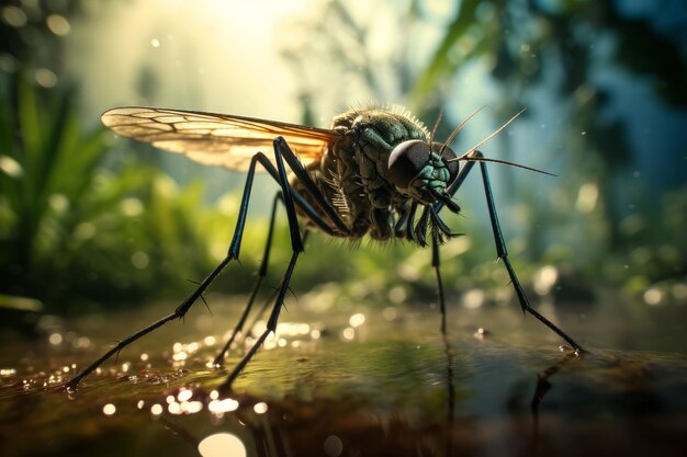 Photo irritating mosquito macro generate ai