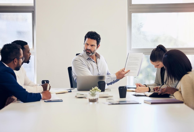 Is this the plan were working with. Shot of a group of businesspeople having a meeting in a boardroom.